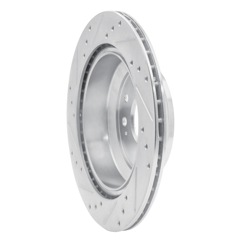 Acura RL Brake Rotor (1) - Rear Right - R1 Concepts - Drilled & Slotted - Silver - `05-`12